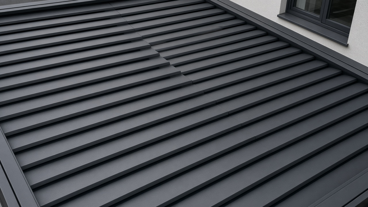 Closed louvers seen from above. Concept visualization · Not a customer installation