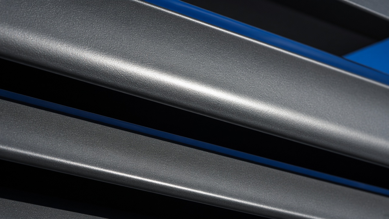 Aluminum louver blade in direct sun. Concept visualization · Not a customer installation