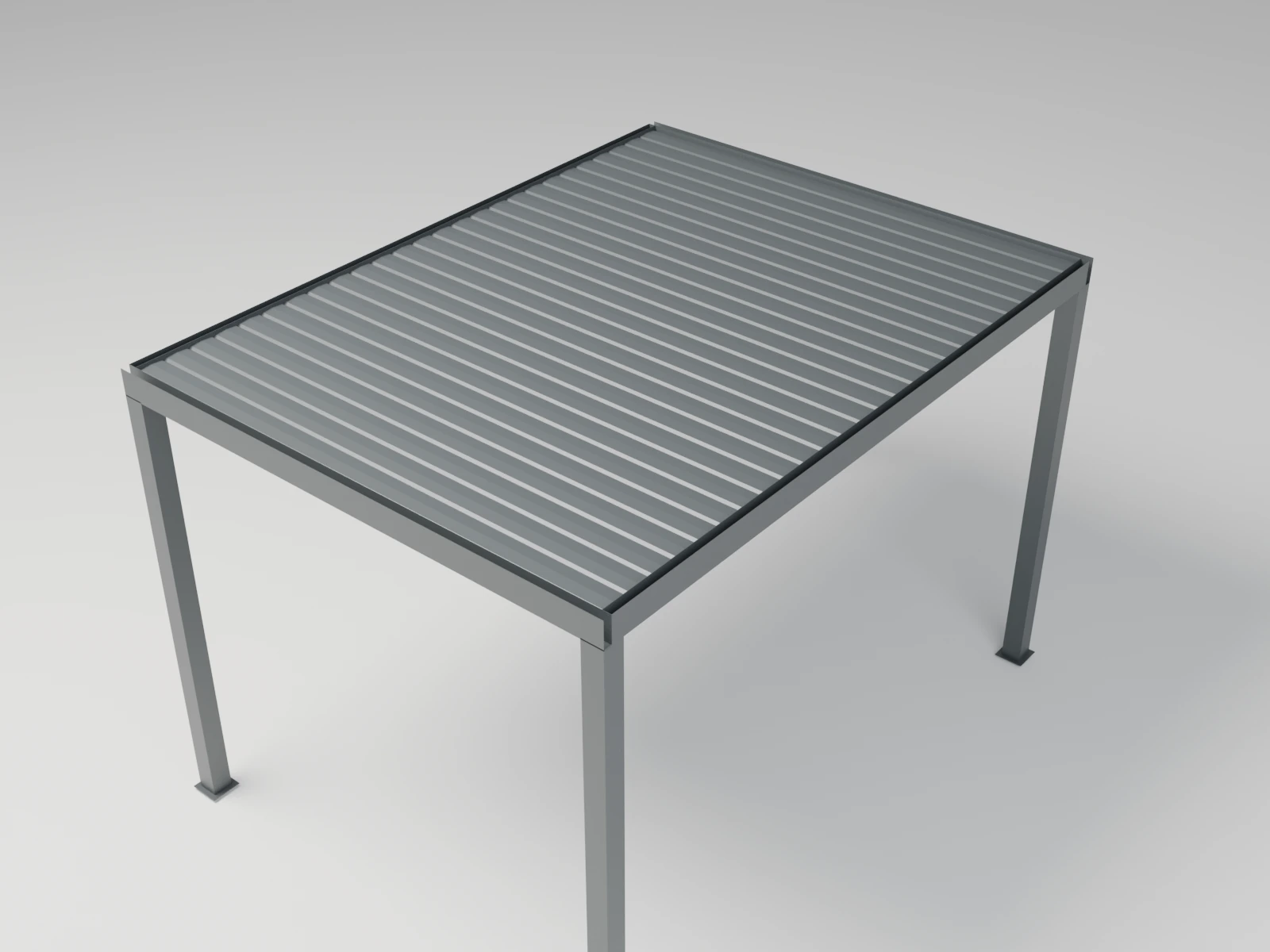 Louvano Sera Motorized Louvered Pergola with the louvers closed. Concept visualization · Not a customer installation